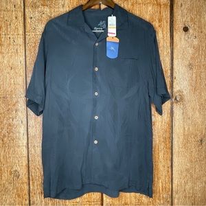 Men Tommy Bahama Original Fit Black Floral Silk Short Sleeve Casual Shirt S NWT